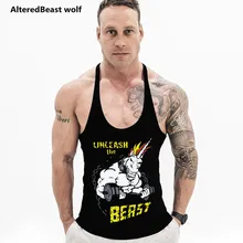 Брендовая мужская майка с принтом единорога топики без рукавов рубашки из хлопка для мужчин Бодибилдинг короткий топ для фитнеса мужской жилет майка тренажерные залы Стрингер