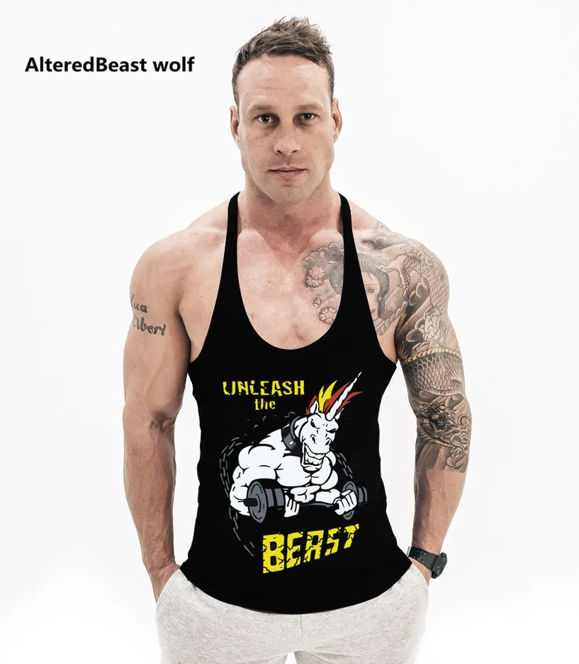 Brand Men Unicorn print Tank Tops Sleeveless Shirt Cotton