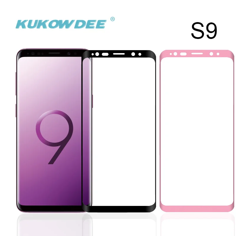 

KUKOWDEE 3D Curved Full Screen Protector Glass For Samsung S9 S9 Plus Tempered Glass S6 S7 S8 S9 Plus Pink Black Gold Clear Film