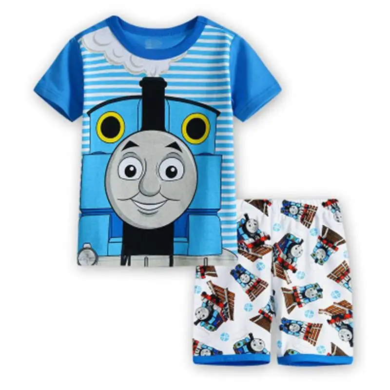 Новые детские одежды пижамы костюм комплекты летней одежды для мальчиков футболка для маленьких девочек Шорты для женщин наряды Марка Новые детские пижамы костюм - Цвет: Color as shown