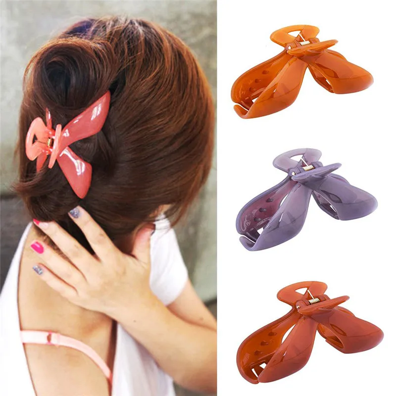 

1Pcs Women Hair Claws Hair Crab Clip Ponytail Clip Pure Color For Women Girl Accessories Headwear Free Shipping