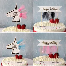 1 Set Happy Birthday Cake Topper Tassel Unicorn Tag for Wedding Baking Cake Unicorn Party Cupcake Toppers Decor Cake Accessories