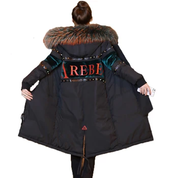 

Hat Hooded Big Fur Collar Snow Clothes Plus Size 5XL Cotton Padded Coat Winter Jacket Women 2020 Ukraine Down Cotton Parka A800