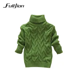 Детский свитер для мальчиков и девочек, вязаный джемпер с высоким воротником, однотонные пуловеры унисекс на осень-зиму, теплая верхняя