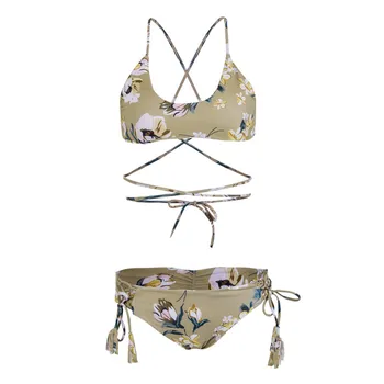 

New Women Bikini Set Floral Printed Bandage Push Up Padded Swimwear Swimsuit Bathing Beachwear Biquini