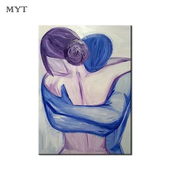 

Hand painted Abstract Nude Oil Painting on Canvas Handmade Hug Couple Figure Paintings Large Modern for living room Home decor
