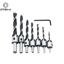 7pcs 5 Flute Countersink Drills Bit HSS Drill Bits Reamer Set For Woodworking Chamfer 3-10mm    DT6