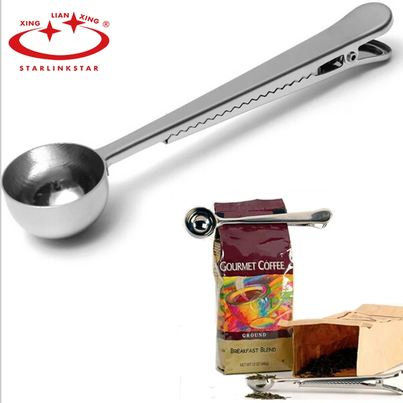 

Satrlinkstar 1Pc Multifunction Coffee Spoon Silver Stainless Steel With Bag Clip 1 Cup Puer Tea Cezve For Coffee Measuring Spoon