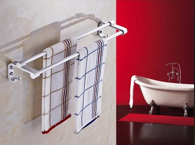 

60cm aluminum Towel Rack Double Bar Towel Rack Thickening Bathroom Accessories