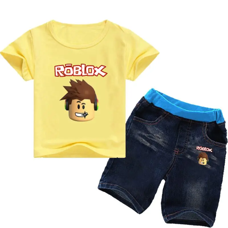 2020 2 8years 2018 Kids Girls Clothes Set Roblox Costume Toddler Girls Summer Clothing Set Boy Summer Set Tshirt Jeans Shorts From Fang02 16 09 Dhgate Com