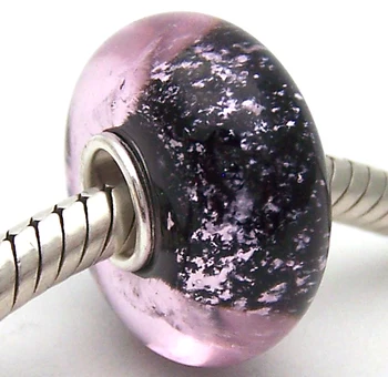

PJG850 100% S925 Sterling Silver Beads Murano Glass beads Fit European Charms Bracelet charms diy jewelry Lampwork GlassBeads