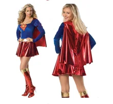 Adult Supergirl Costume Cosplay 2017 Super Woman Superhero Sexy Fancy Dress with Boots Girls Superman Halloween