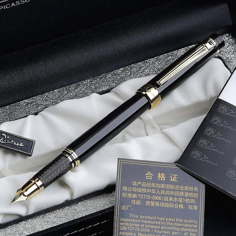 Пикассо 917 глянцевый черный и золотой Средний Перьевая ручка|pen creator|fountain pen nib