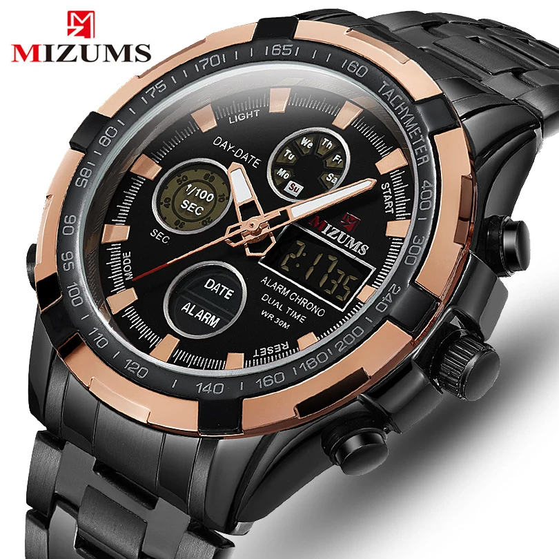 

MIZUMS Top Luxury Brand Men Military Sport Waterproof Wrist Watches Men's Digital Quartz Analog Watch Clock Relogios Masculinos