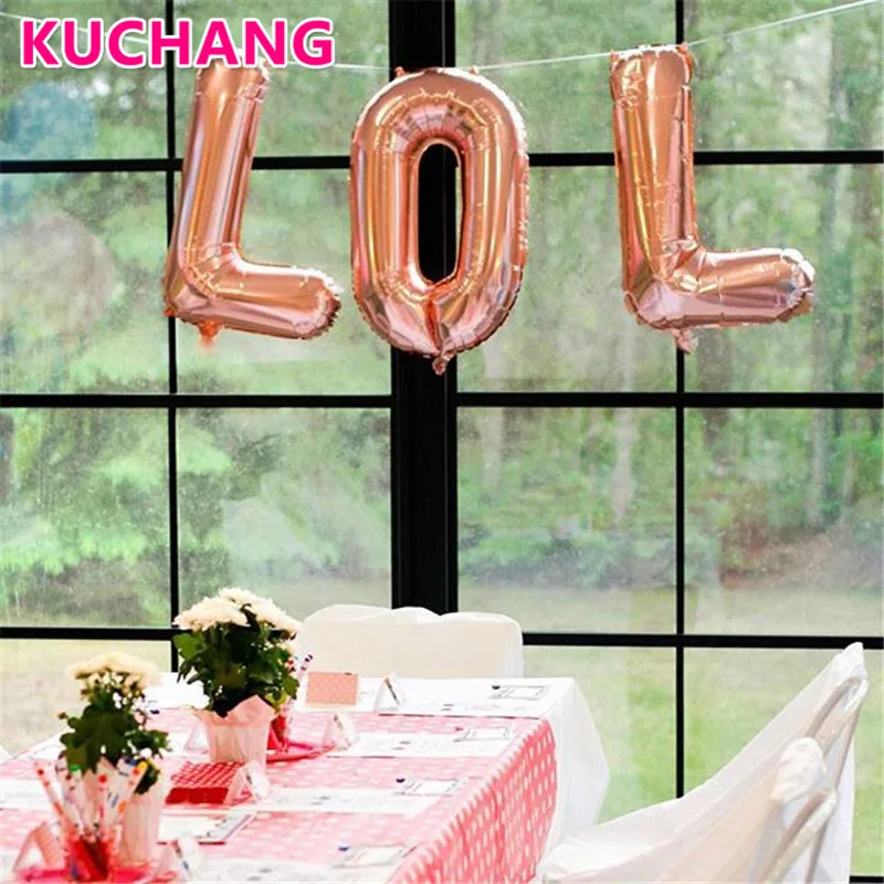 

16inch Gold Rose Gold Silver LOL Letter Alphabet Foil Balloons Baby Shower Gifts Toys Birthday Party Valentine's Day Decorations