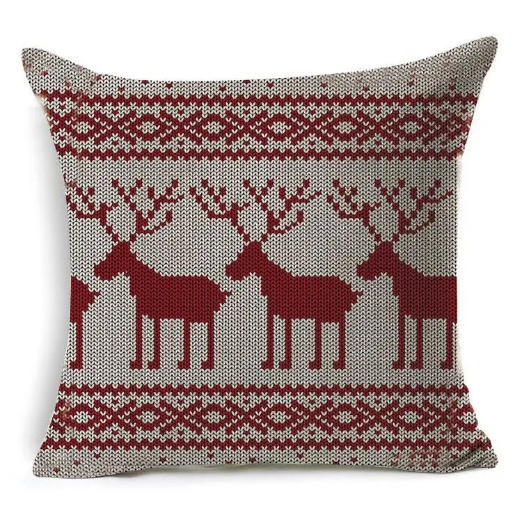 1Pcs 43*43cm Christmas Deer Gifts Pattern Cotton Linen Throw Pillow Cushion Cover Car Home Sofa Decorative Pillowcase 40483 - Цвет: B