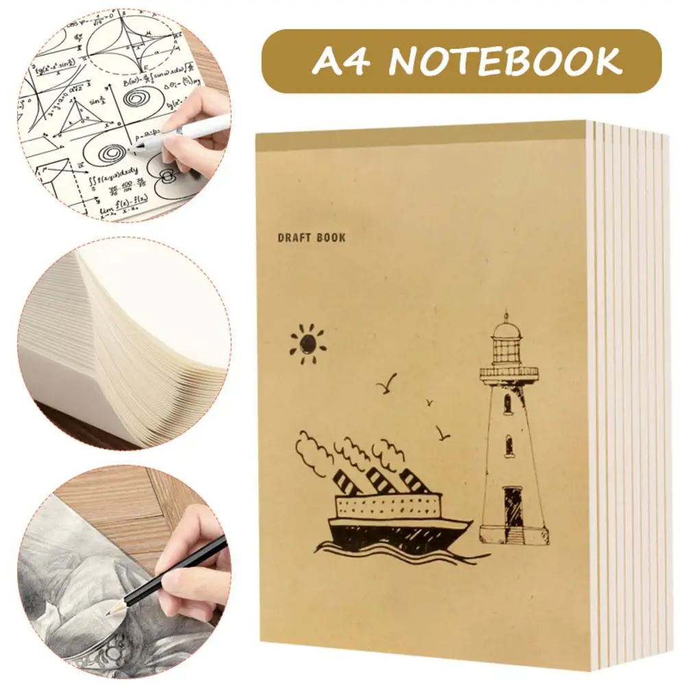 

A4 Notebook Blank 40 Inner Page Graffiti Draft Sketchbook Thickened Beige Paper For Note School Office Stationery Supplies