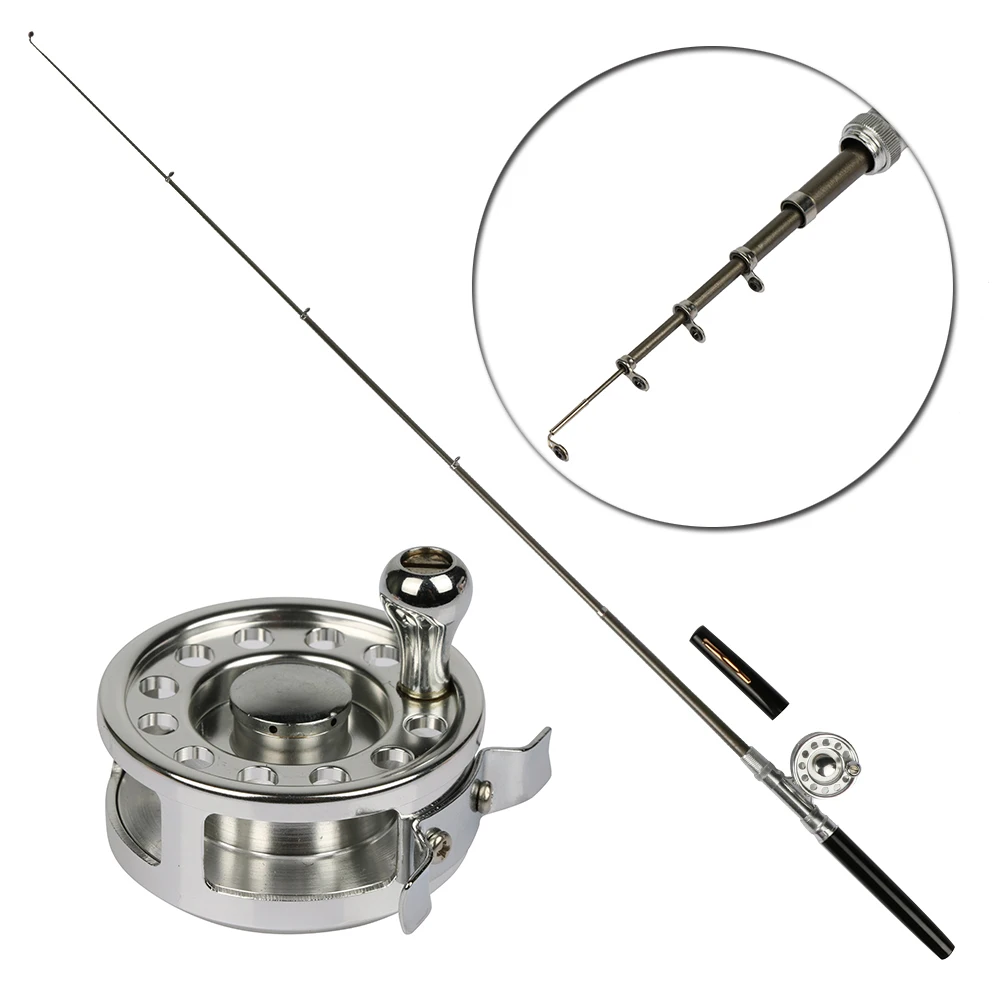 Mini Pocket Ice Fly Fishing Reel and Rod Combos Set Aluminum Alloy Pen Fishing Pole Saltwater Freshwater Extended 1.34m Mini Pocket Ice Fly Fishing Reel and Rod Combos Set Aluminum Alloy Pen Fishing Pole Saltwater Freshwater Extended 1.34m