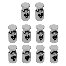 10 pçs pacote tambor cilindro cabo de bloqueio de metal único furo slider fixador primavera rolha toggles desenhar corda toggle rolha-cinza