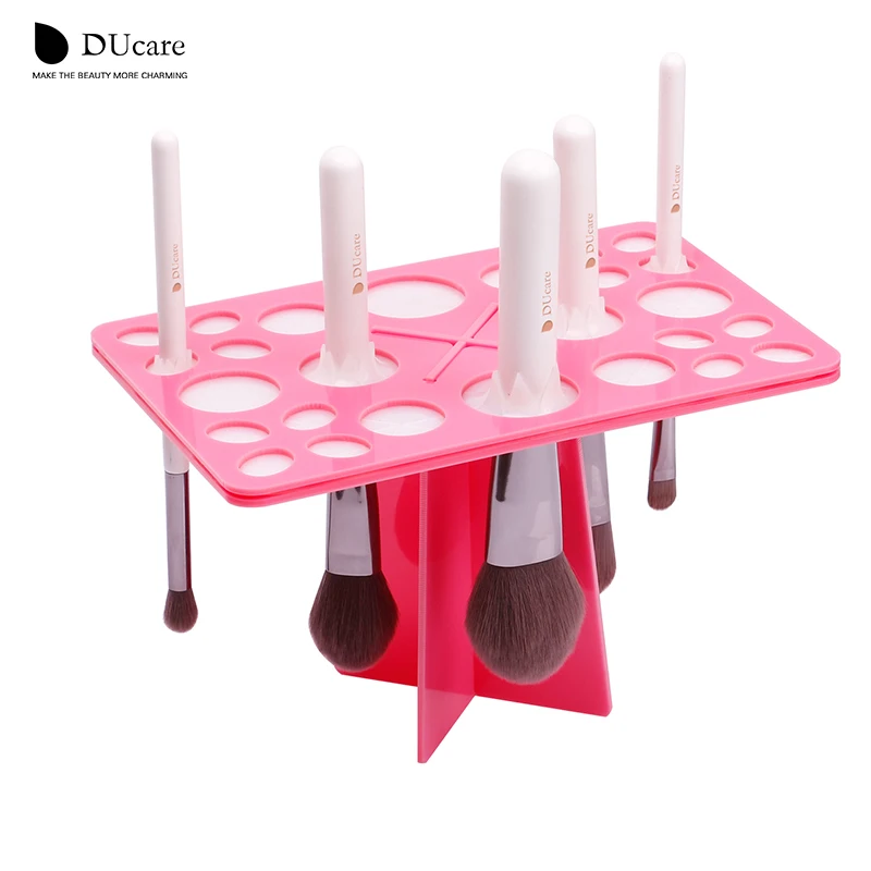 DUcare 1 Set Makeup Brushes Stand Acrylic Dry Brushes Holders pink and