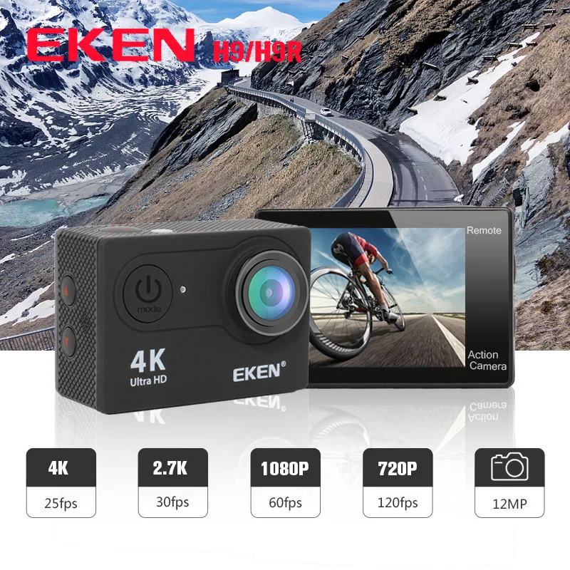 100% оригинальная Экшн камера EKEN H9R Ultra HD 4K WiFi с пультом дистанционного управления 2