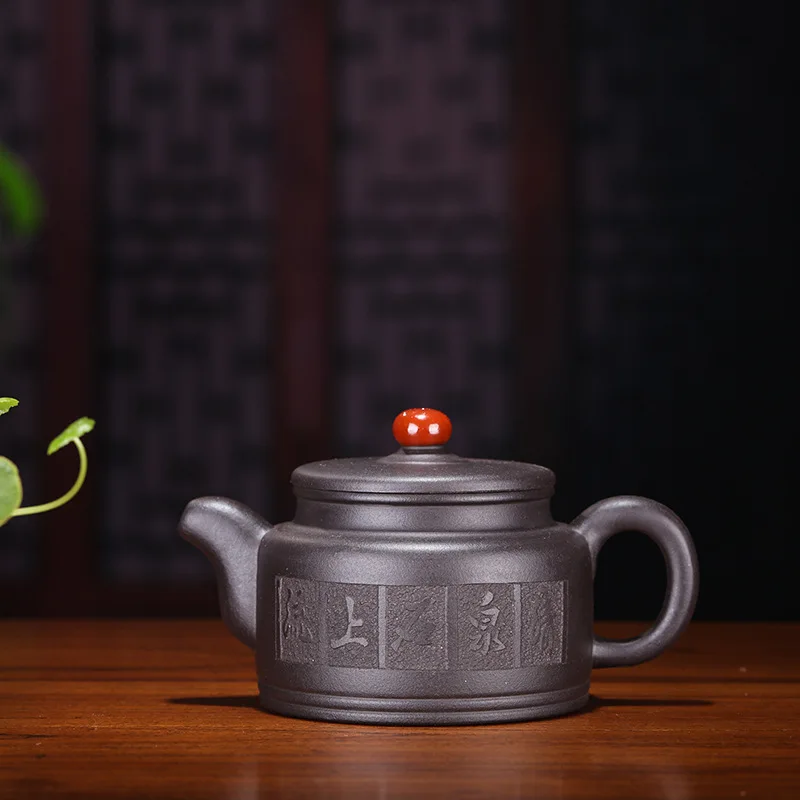 

Yixing Manual Dark-red Enameled Pottery Teapot Raw Ore Black Saturn Good Luck Pledge Kungfu Online Teapot Gift Be Listed