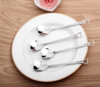 

200PCS Heart Shape Stainless Steel Coffee Spoon Dessert Sugar Stirring Spoon Ice Cream yogurt Honey Spoon Kitchen Gift lin5100