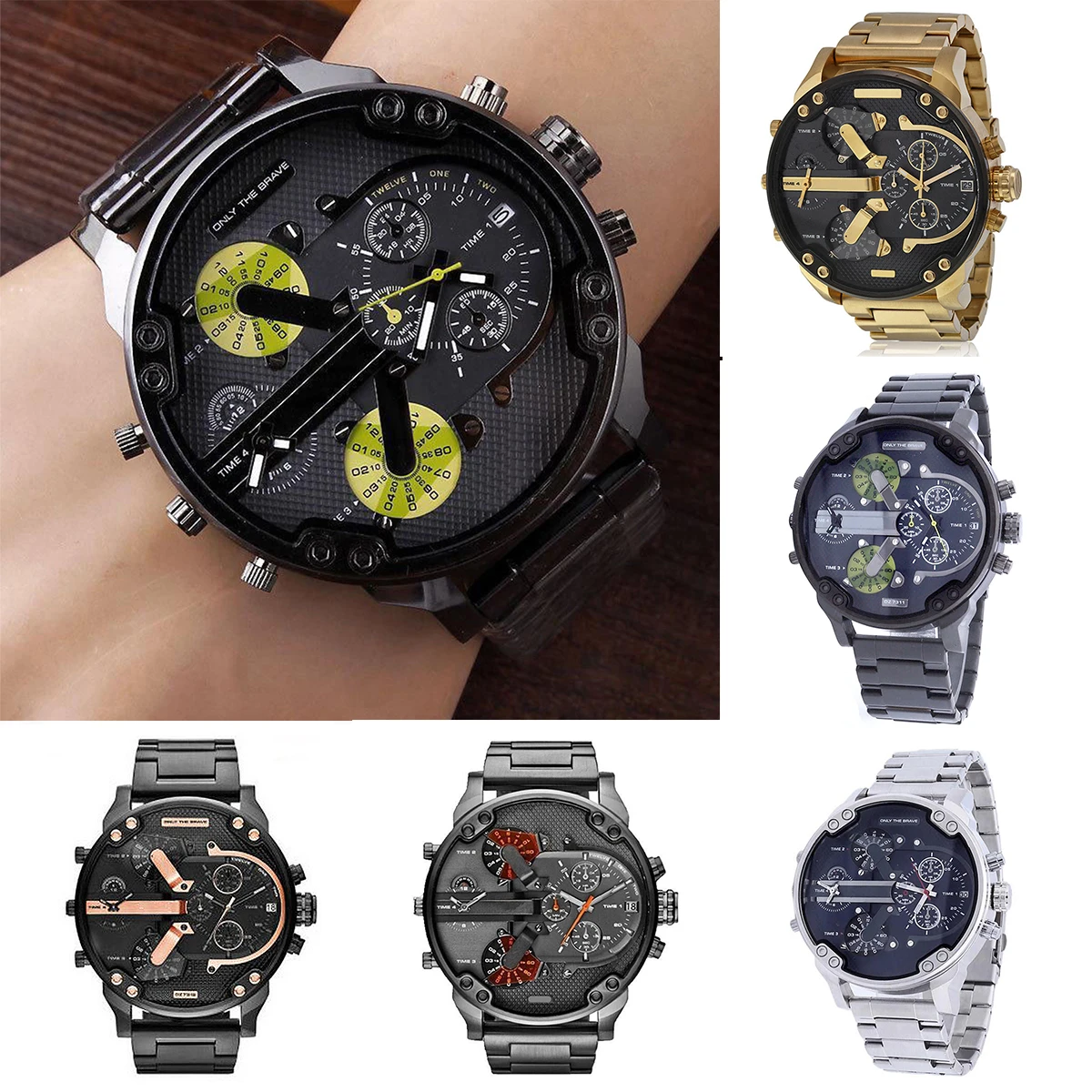 

2019 Men's Fashion Sports Business Luxury Watch Stainless Steel Sport Analog Quartz Wristwatches Pedometer Stopwatch