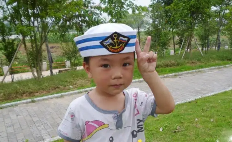 Дети хлопок Sailor Кепки Таин шляпа форма костюм партии Косплэй стадии выполнения морской Кепки якорь патч темно-Военная Униформа Кепки