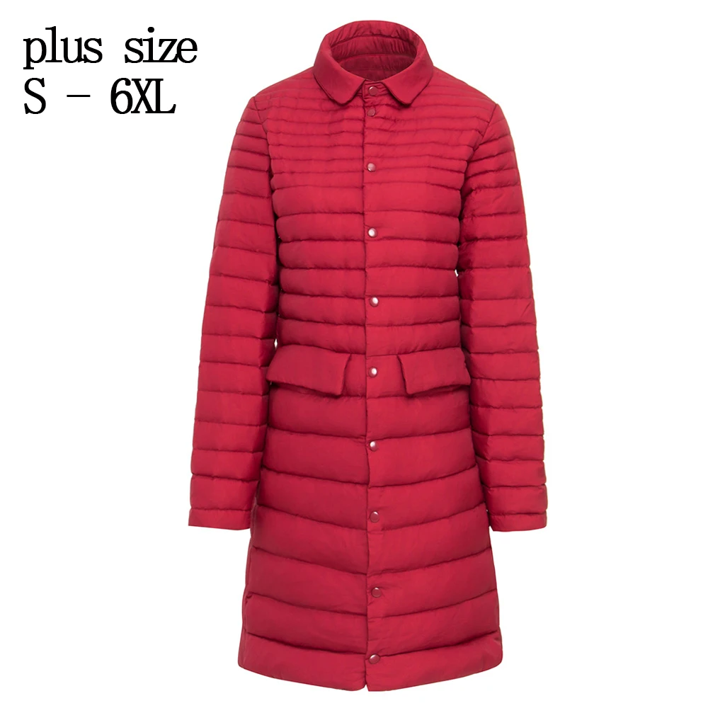 

plus size s-6XL Padded Coat Ultra warm Light white Duck Down Jacket Long Overcoat Slim Solid Jackets Winter Coats Women Parkas