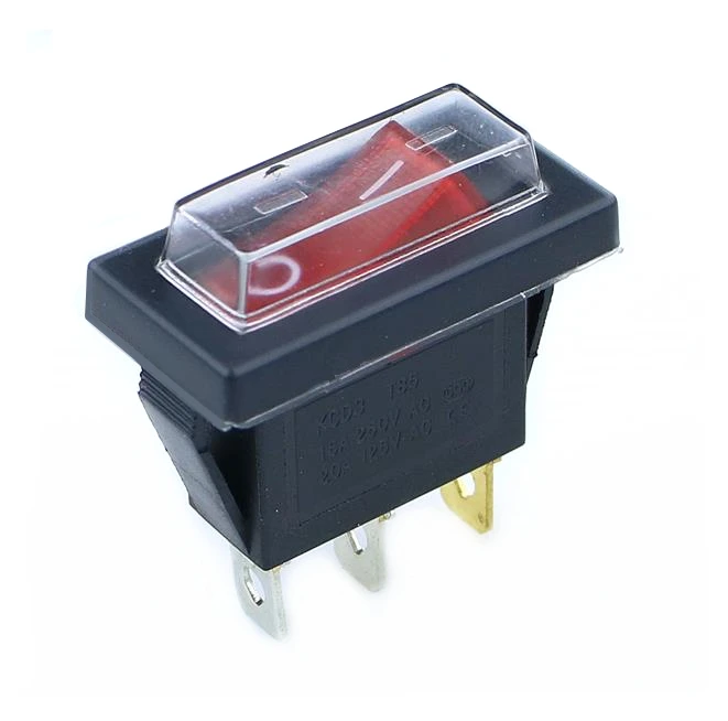 1PCS KCD3 Power switch 15A /20A 125V/250V  3 Pin  Rocker Switch White's Clear Silicone Waterproof Protect Cover Rectangle 