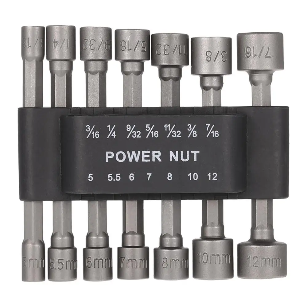 

14pcs Professional Nut Driver Set Metric & SAE Socket Wrench 1/4" Hex Shank Power Tools For Power Drills And Impact Drivers