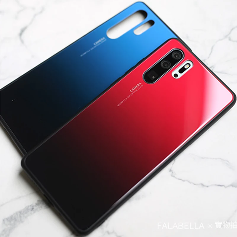 Чехол для huawei P30 Lite, цветной градиентный стеклянный чехол, прочный жесткий чехол для телефона, для huawei P 30/P30 Pro, модный бампер