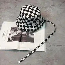 Весна и лето новая Harajuku клетчатая Рыбацкая шляпа