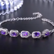 Браслет-цепочка с аметистом Природный натуральный аметист 925 стерлингового серебра ювелирные украшения 0.85ct* 8 шт драгоценный камень# XY18092606