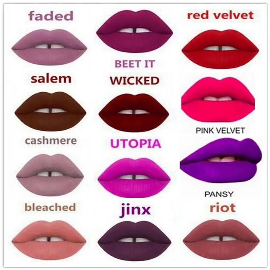 12 шт. Labiales Макияж матовая губная помада Горячая длительная Румяна Levre Водонепроницаемый бархат телесного цвета Романтический медведь губная помада