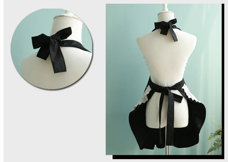 Adjustable Lovely Lace Work Apron Home Shop Kitchen Cooking Women Ladies Aprons with Pocket for Gift Delantal Tablier