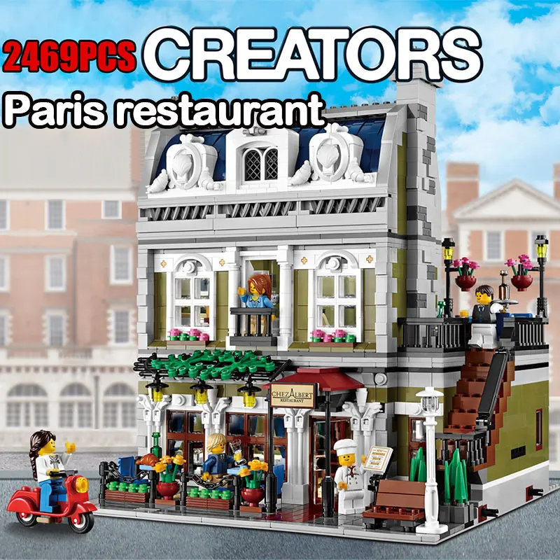

Creators 2469PCS City Street Parisian Restaurant Model Building Blocks Bricks Toys for Children Compatible Legoed 10243