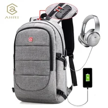 AHRI Оксфорд рюкзак большой емкости ноутбука Рюкзаки Сумка на плечо с кодовым замком безопасности, USB кабель и зарядный порт мужской