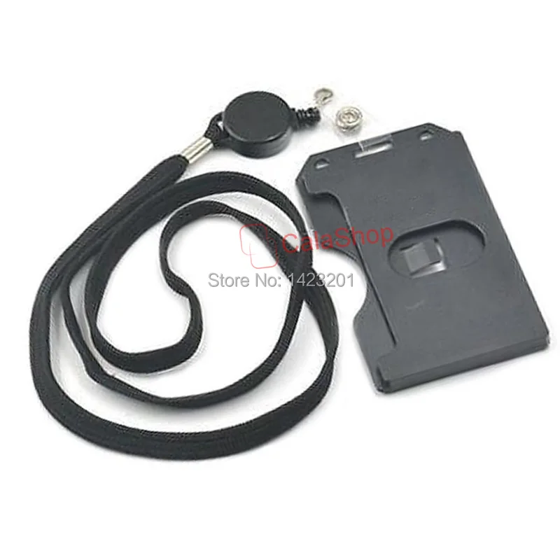 

2 Set / Lot Office Credit ID Cards Holder Badge 2-Sided Rigid Lanyard Strap Combo YOYO Reel Retractable Identity Credit Card Tag