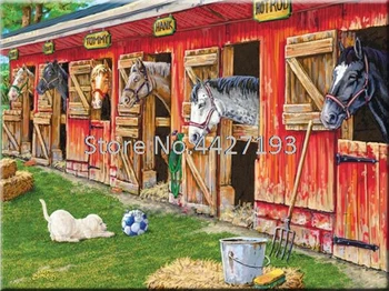 

DIY Diamond Painting Cross Stitch Kit 5D Square Diamond Embroidery Mosaic Patterns Needlework Horse stable Decoration Gift