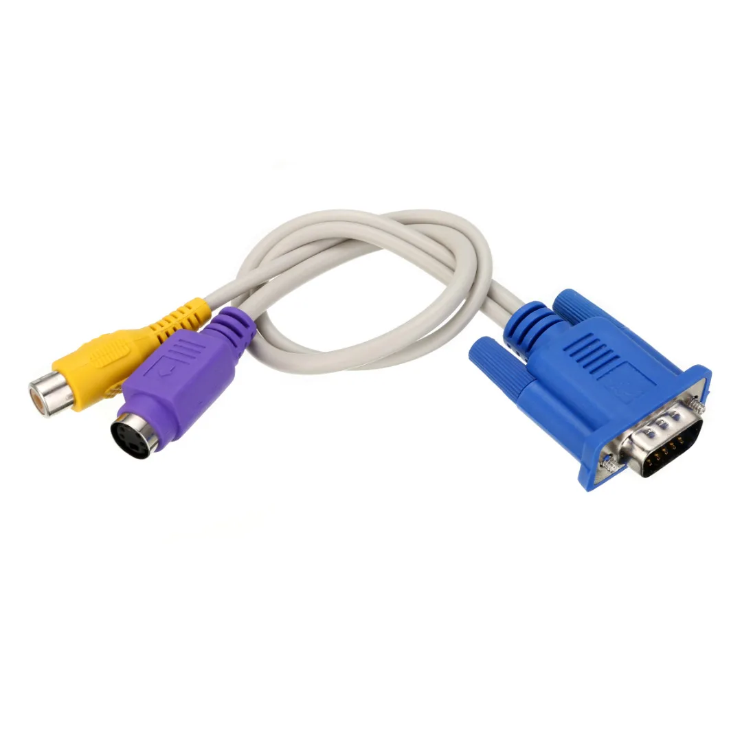 Newest 1pc 15-Pin Sub-D VGA to TV RCA S-Video Adapter Converter Video Cable For PC