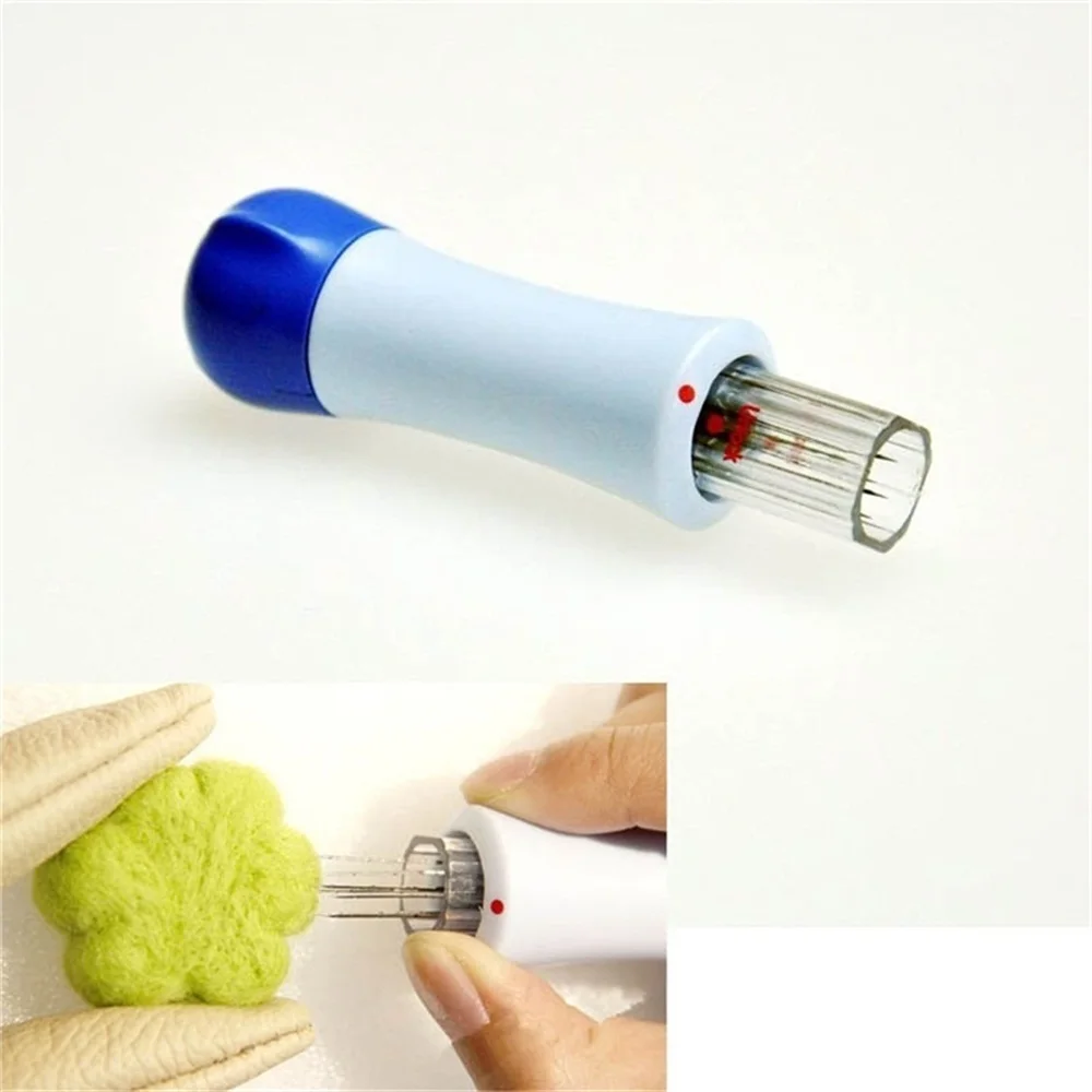 Hot New 1PCS Needle Felting Handle Holder With 7 Needles Wool Needle