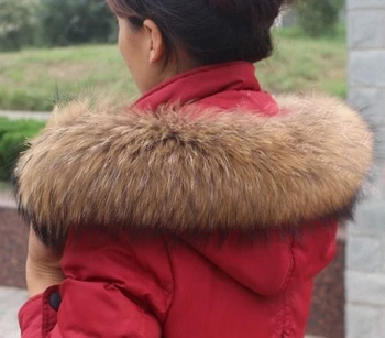 

Real Fur Scarf Jacket Fur Collar Women Winter Coat Fur Scarves Luxury Raccoon Fur Winter Neck Warmers C001-80X16cm