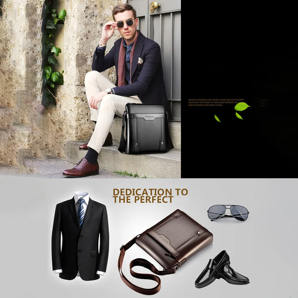 Aelicy Famous Brand Leather Men Shoulder Bag Casual Business Leather Bag Man Messenger Bag Vintage Crossbody Bag Bolsas Male