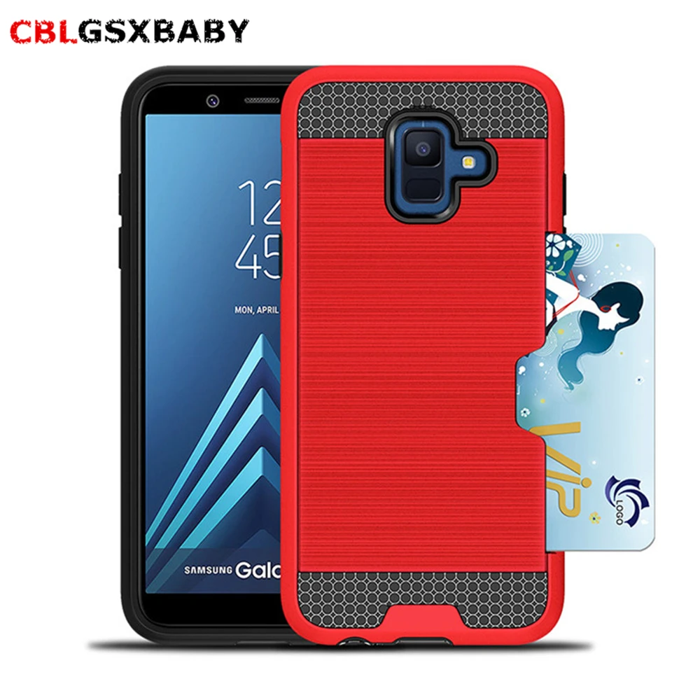 CBL Case For Samsung Galaxy A8 A6 Plus 2018 Brushed card PC+TPU Stand Cover Cases A3 A5 A7 2016 2017 2015 Phone |