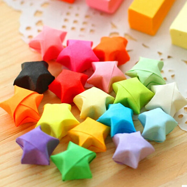 

[4Y4A] 10bag/Lot DIY Set off paper powder stars Wishing bottle long straw stacked origami Wishing Star Lucky Star fold paper