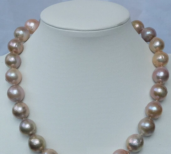 

16MM natural Purple Edison Nucleated Flameball Baroque Pearl Necklace