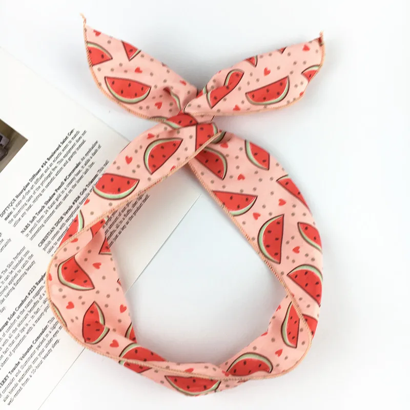 

1PC 2018 New Women Cute Print Watermelon Rabbit Ear Headband Hair Band Girl Hair Ornament Headwear Hair Accessories