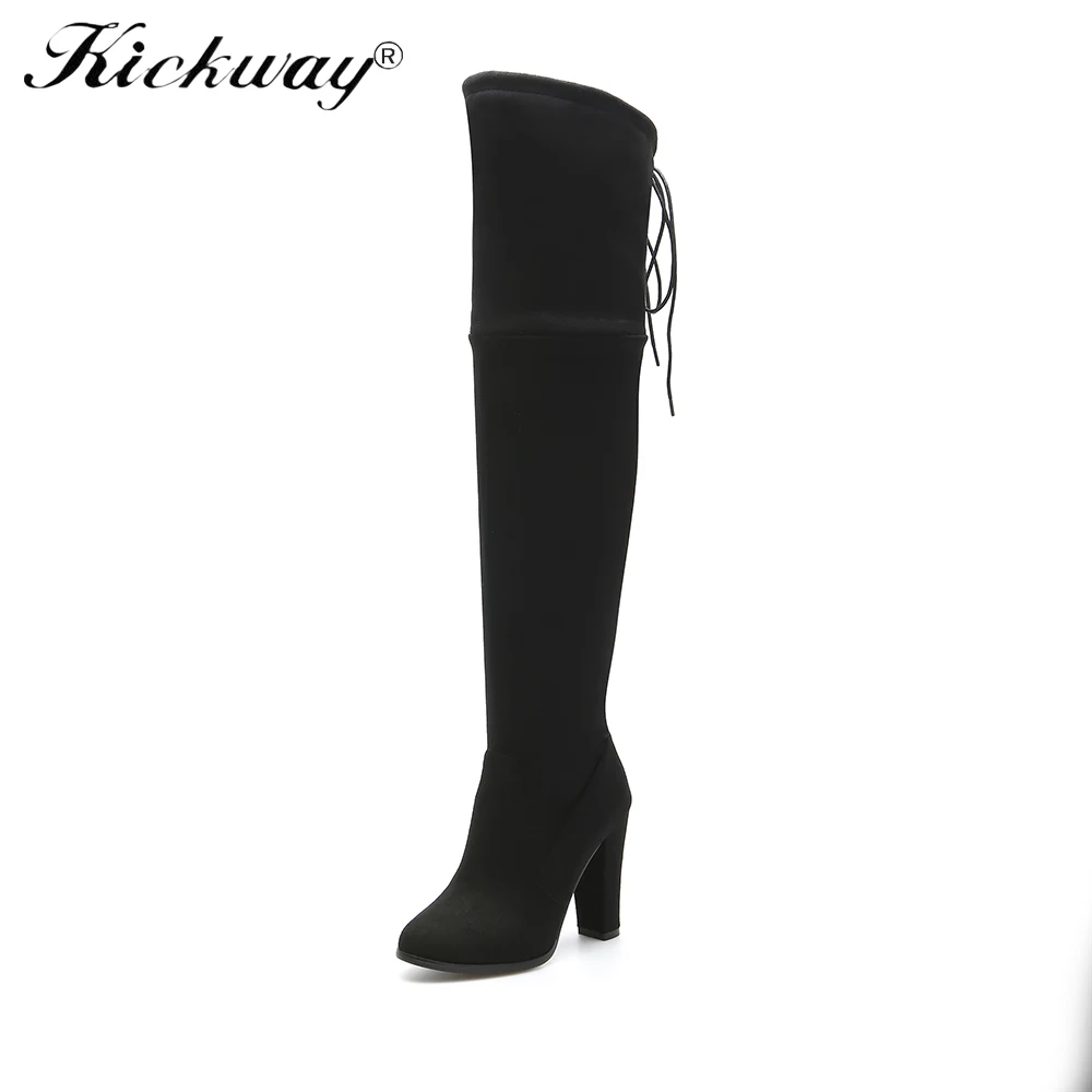 

Kickway Faux Suede Slim Boots Sexy over the knee high women snow boots women's fashion winter thigh high boots plus size 45 46